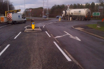 road markings with arrows